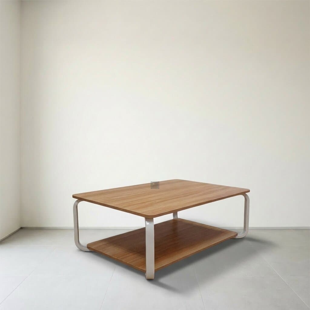 Natural Wooden Coffee Table with Storage Shelf