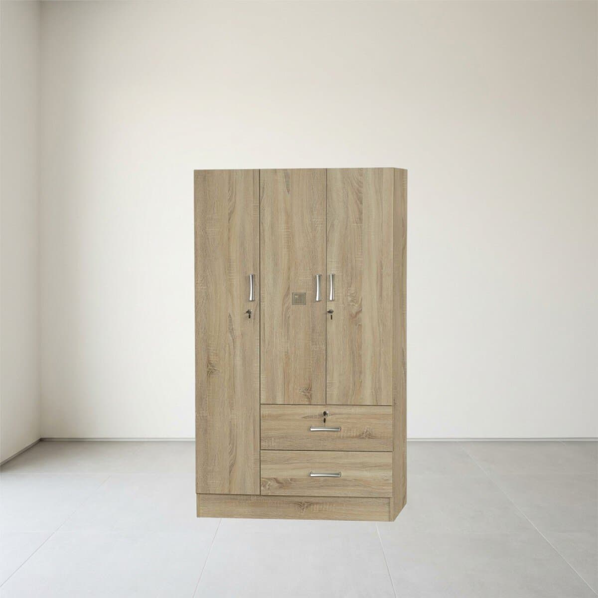 Elegant 3-Door Oak Wardrobe