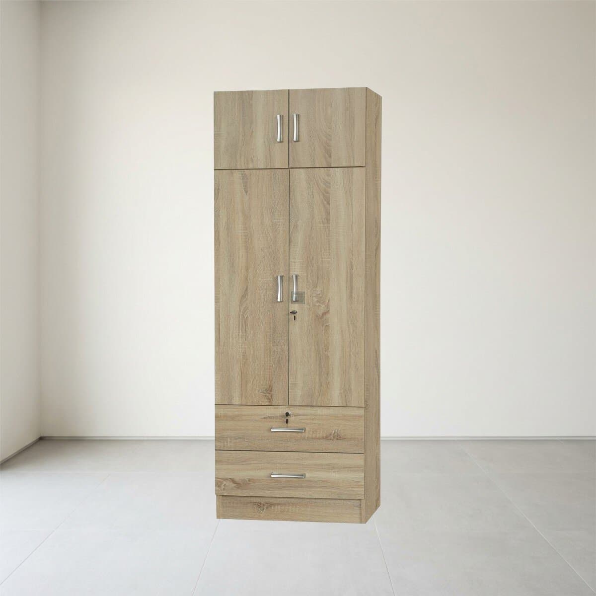 Compact 2-Door Wooden Oak Wardrobe