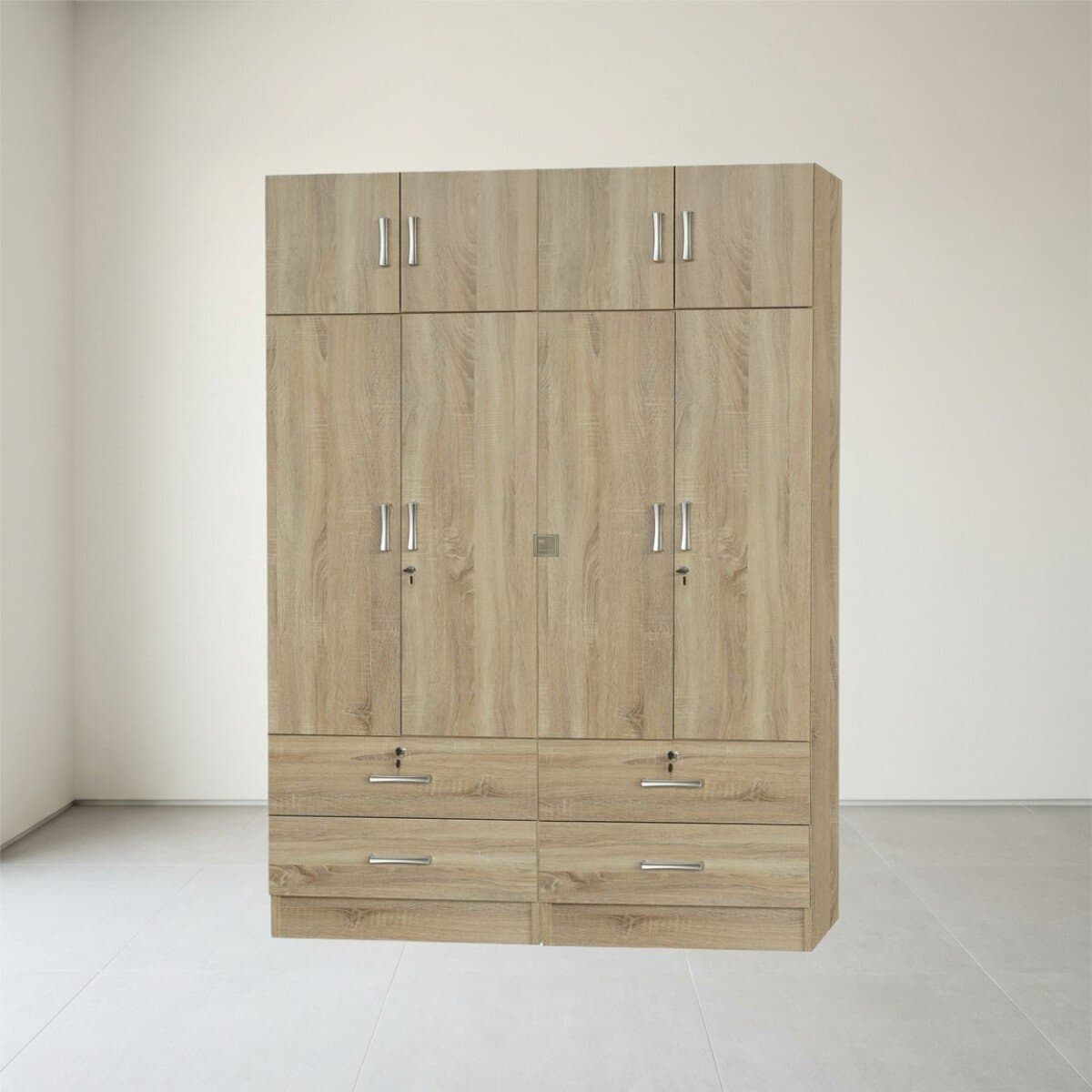 Enhanced 4-Door Wooden Wardrobe
