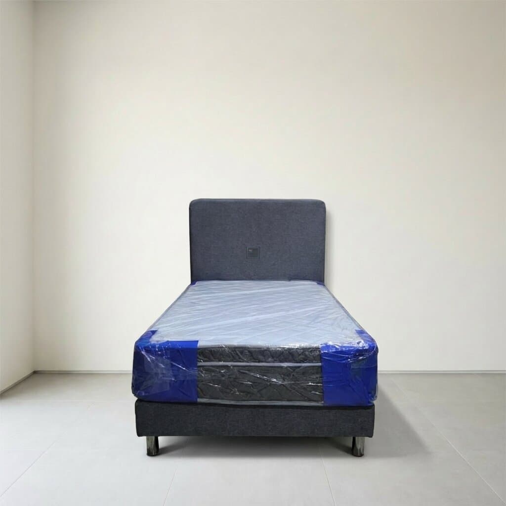 Fabric Single Bed Set with Mattress