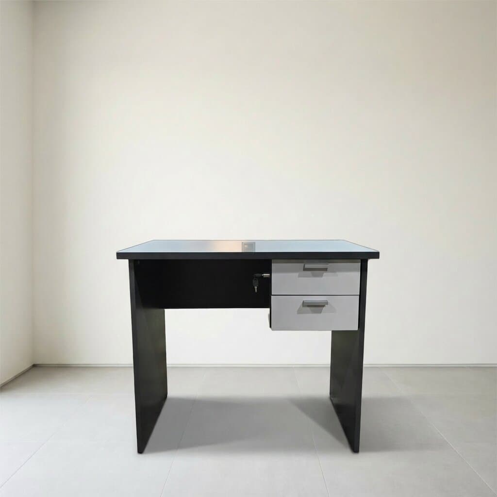 Space-Saving Study Desk with Drawer (Two-Tone Grey)