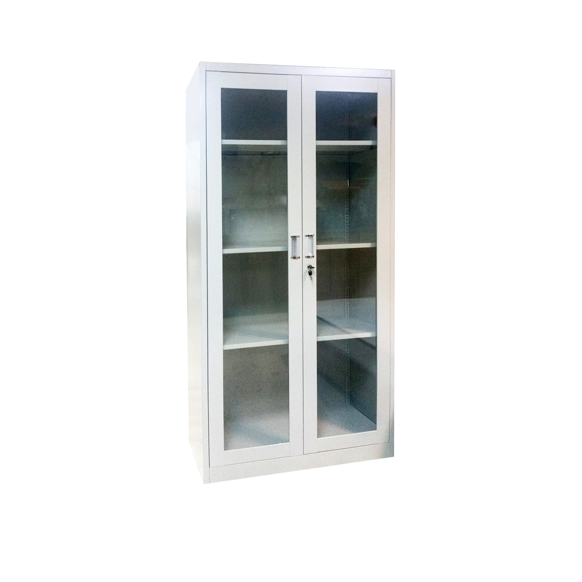 2 Door Glass Swing Door Metal Cabinet with 3 shelve