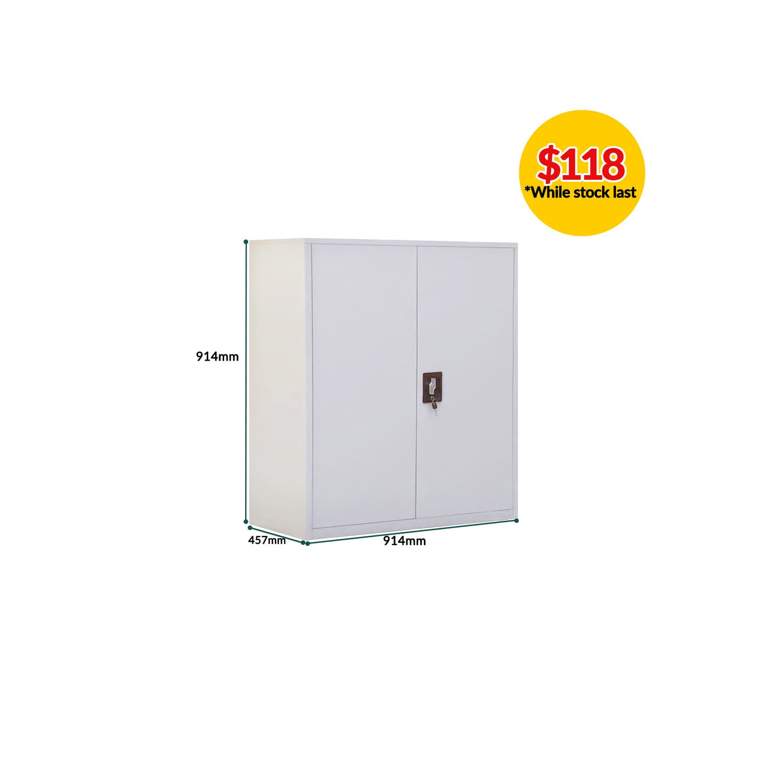 Half Height Swing Door Metal Cabinet with 1 shelf
