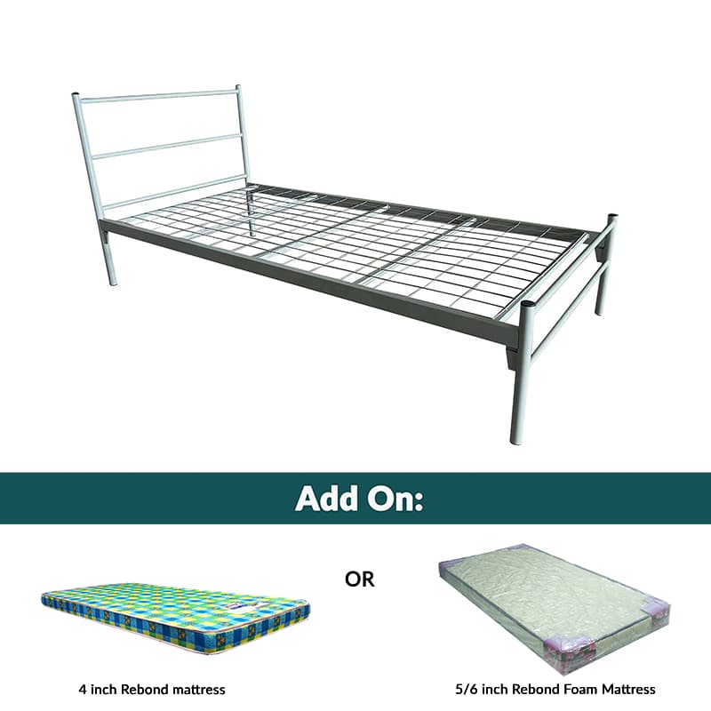 Single metal bedframe set with Rebond mattress