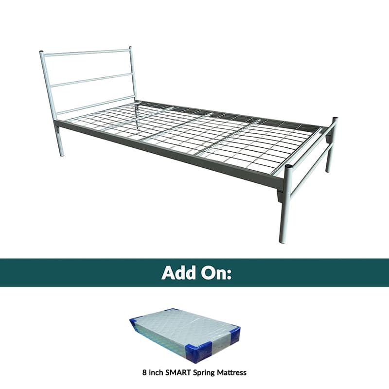 Single Metal Bedframe with Spring Mattress